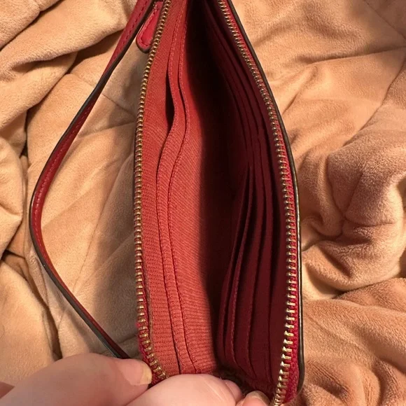 Coach Cherry Red Leather Wristlet - Picture 3 of 4